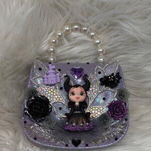 Malefica Purple Fairy Tale Handbag with Pearl Handle